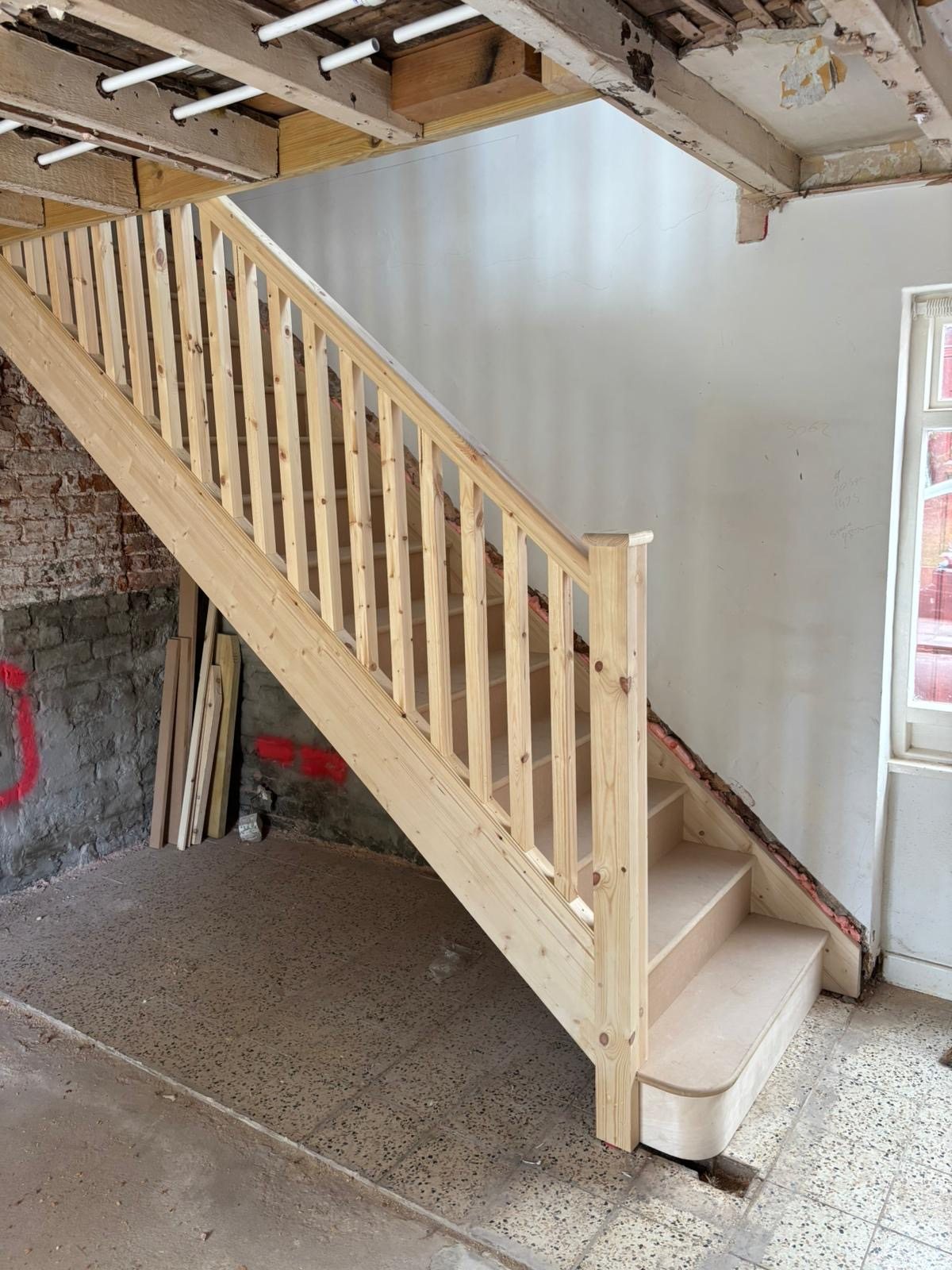 First-fix stud partition framing during a renovation