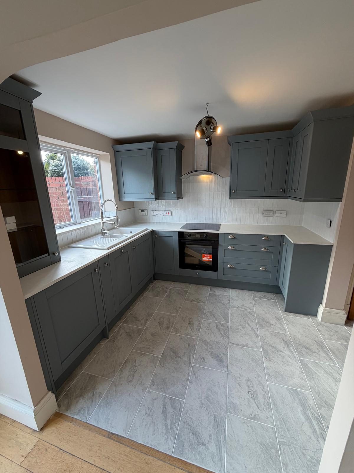 Finished bespoke grey shaker kitchen, full refurbishment